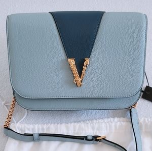 Authentic Versace Virtus crossbody chain leather shoulder bag